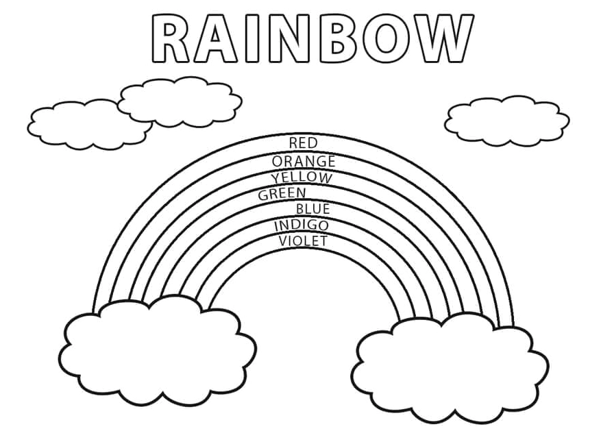 Tranh tô màu cầu vồng trên mây bồng bềnh