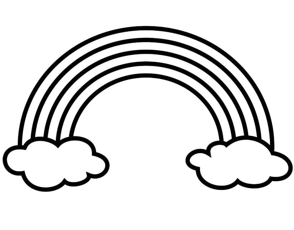 Tranh tô màu cầu vồng và mây đơn giản cho bé