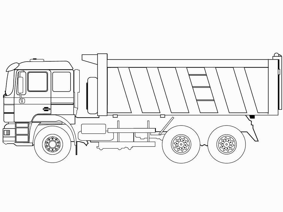 Tranh tô màu chiếc xe tải ben hùng dũng sẵn sàng cho mọi nhiệm vụ xây dựng