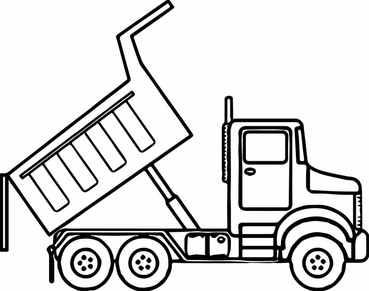 Tranh tô màu chiếc xe tải với những nét vẽ đơn giản phù hợp cho bé mới bắt đầu