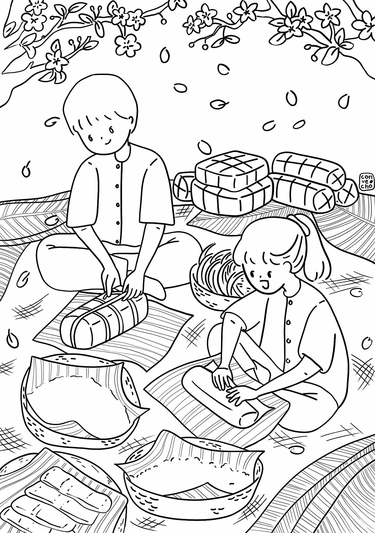 Tranh tô màu chủ đề tết cho bé nhận lì xì