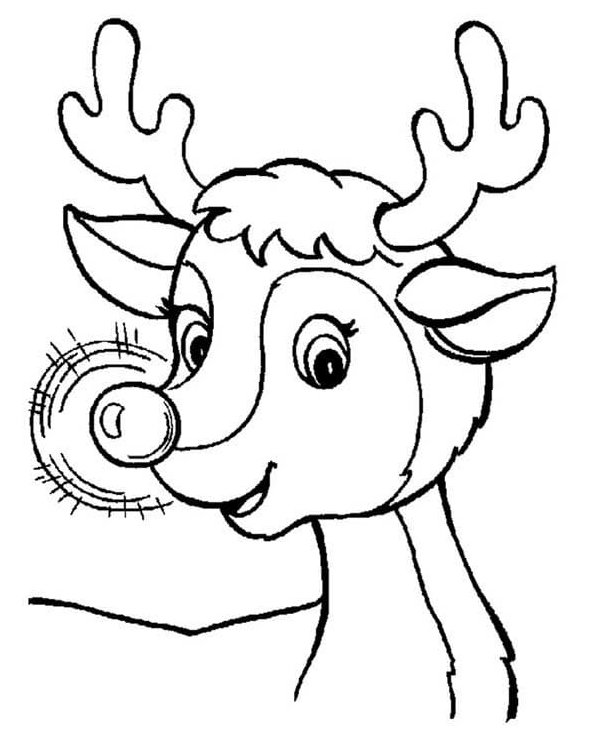 Tranh tô màu chú tuần lộc Rudolph cute