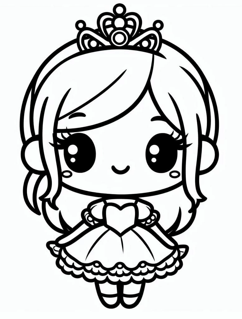 tranh tô màu công chúa thay quần áo chibi bé nhỏ