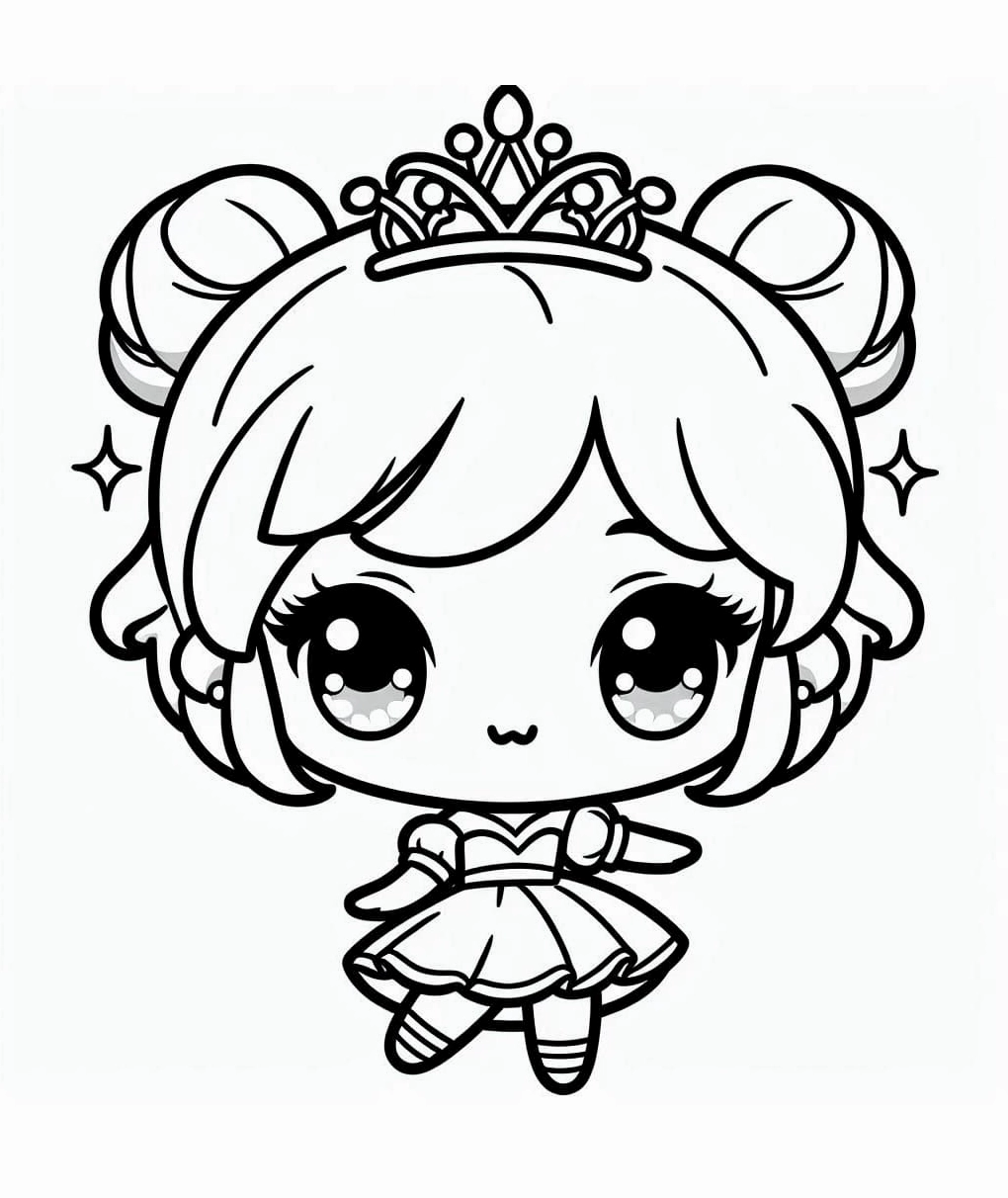 tranh tô màu công chúa thay quần áo chibi cute