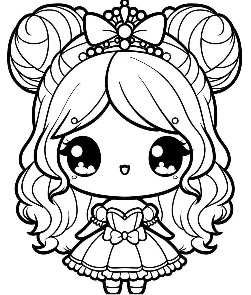 tranh tô màu công chúa thay quần áo chibi cute đáng yêu