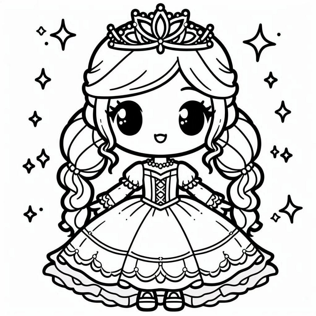 tranh tô màu công chúa thay quần áo chibi cute nhất hệ mặt trời