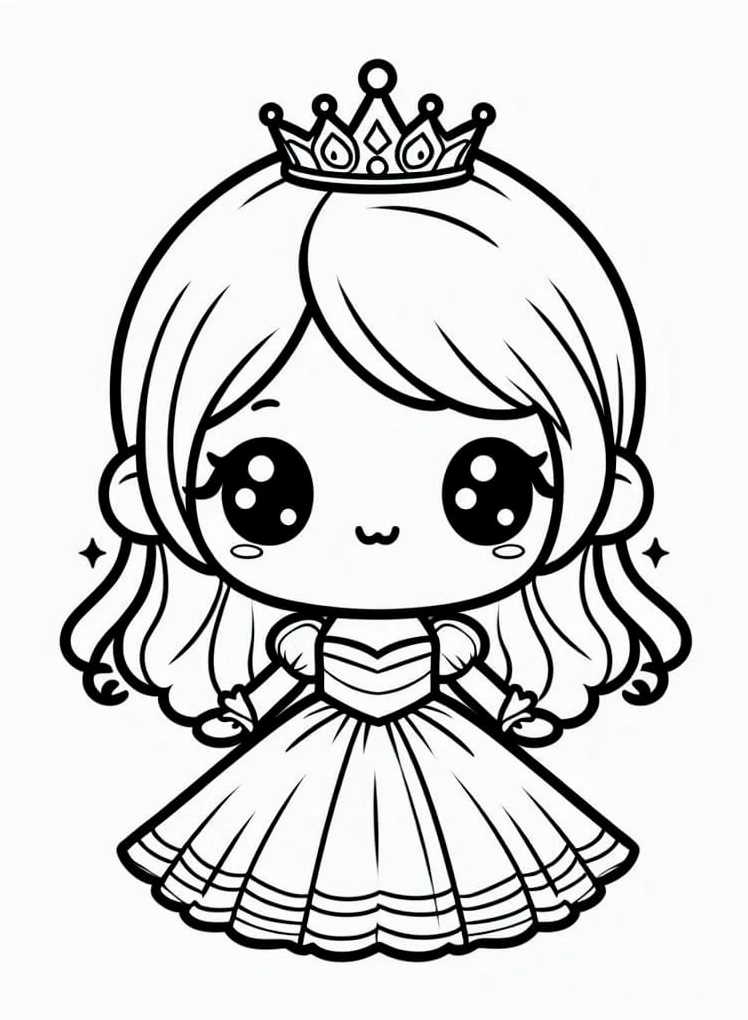 tranh tô màu công chúa thay quần áo chibi đáng yêu