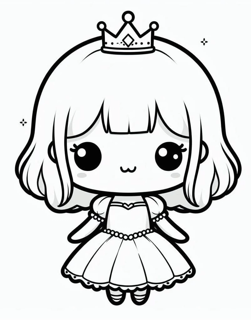 tranh tô màu công chúa thay quần áo chibi đáng yêu nhất