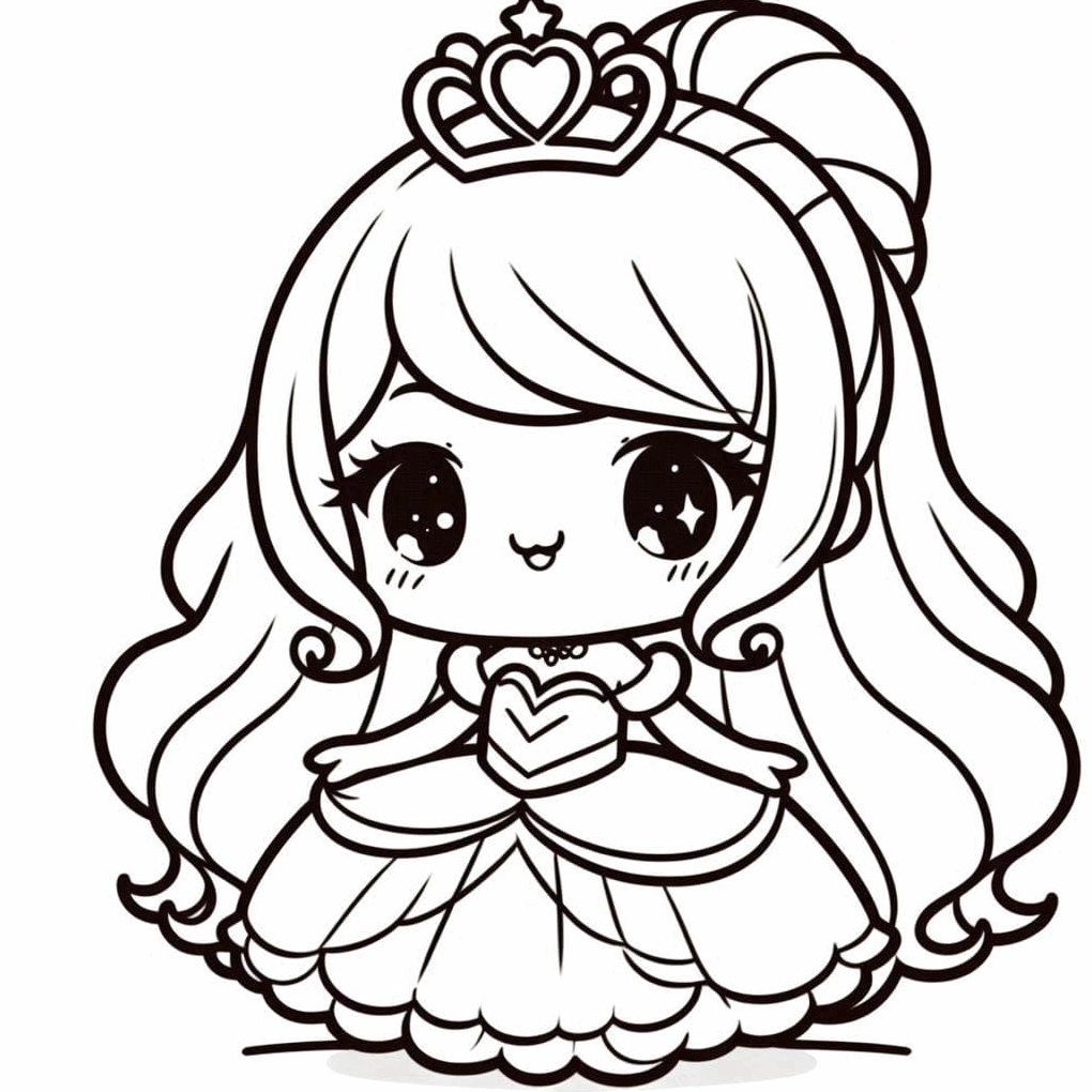 tranh tô màu công chúa thay quần áo chibi nhỏ bé đáng yêu