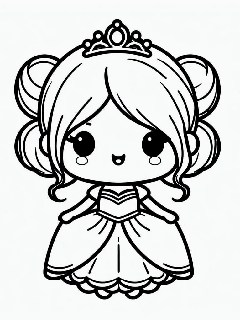 tranh tô màu công chúa thay quần áo chibi nhỏ nhắn đáng yêu