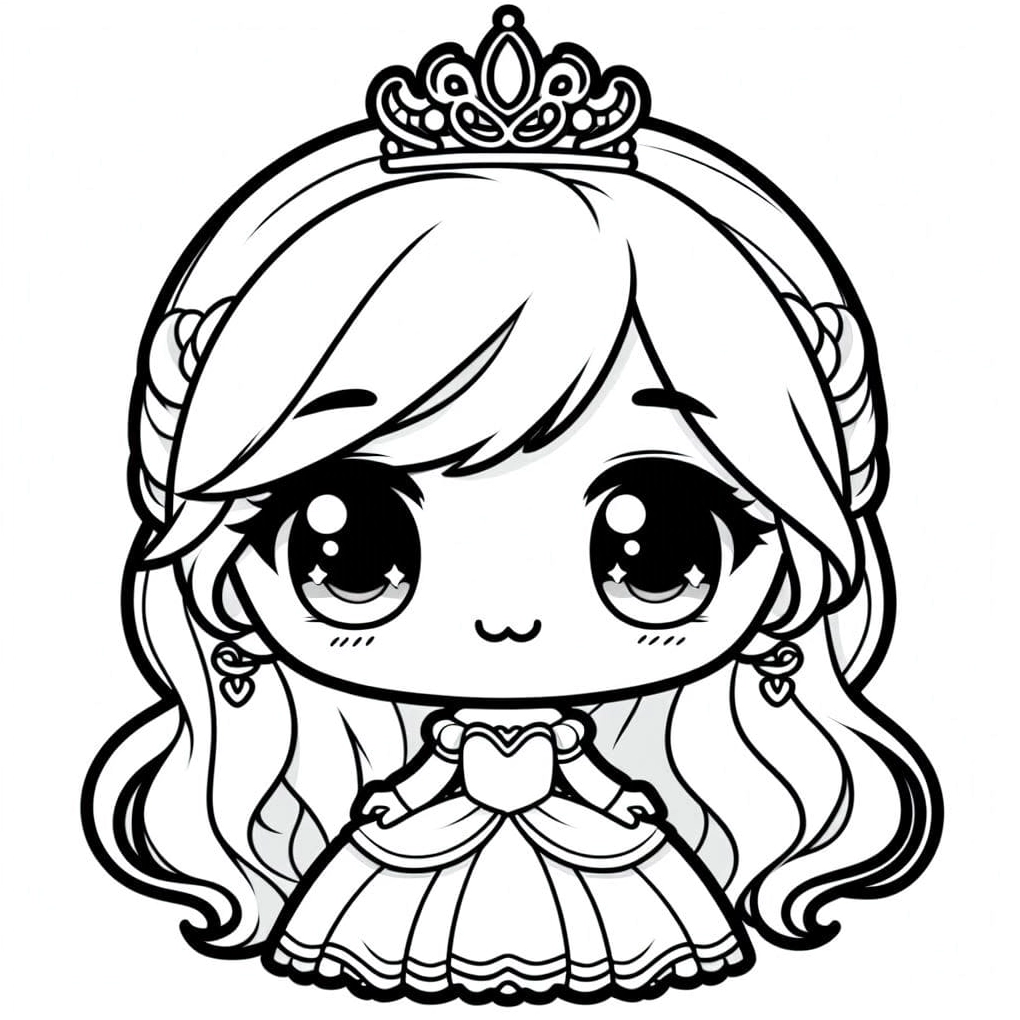 tranh tô màu công chúa thay quần áo chibi rất cute