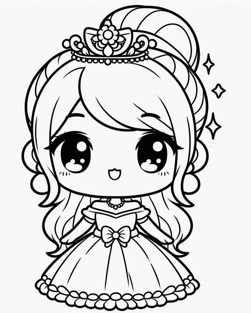 tranh tô màu công chúa thay quần áo chibi rất đáng yêu