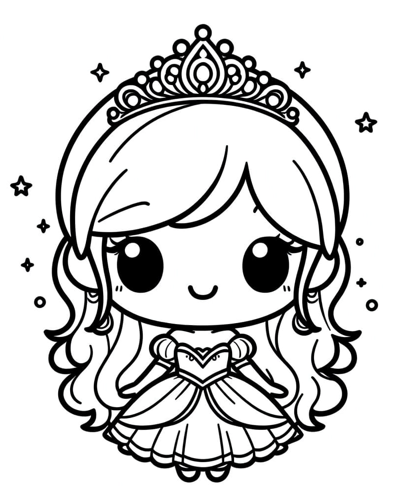 tranh tô màu công chúa thay quần áo chibi vui vẻ yêu đời