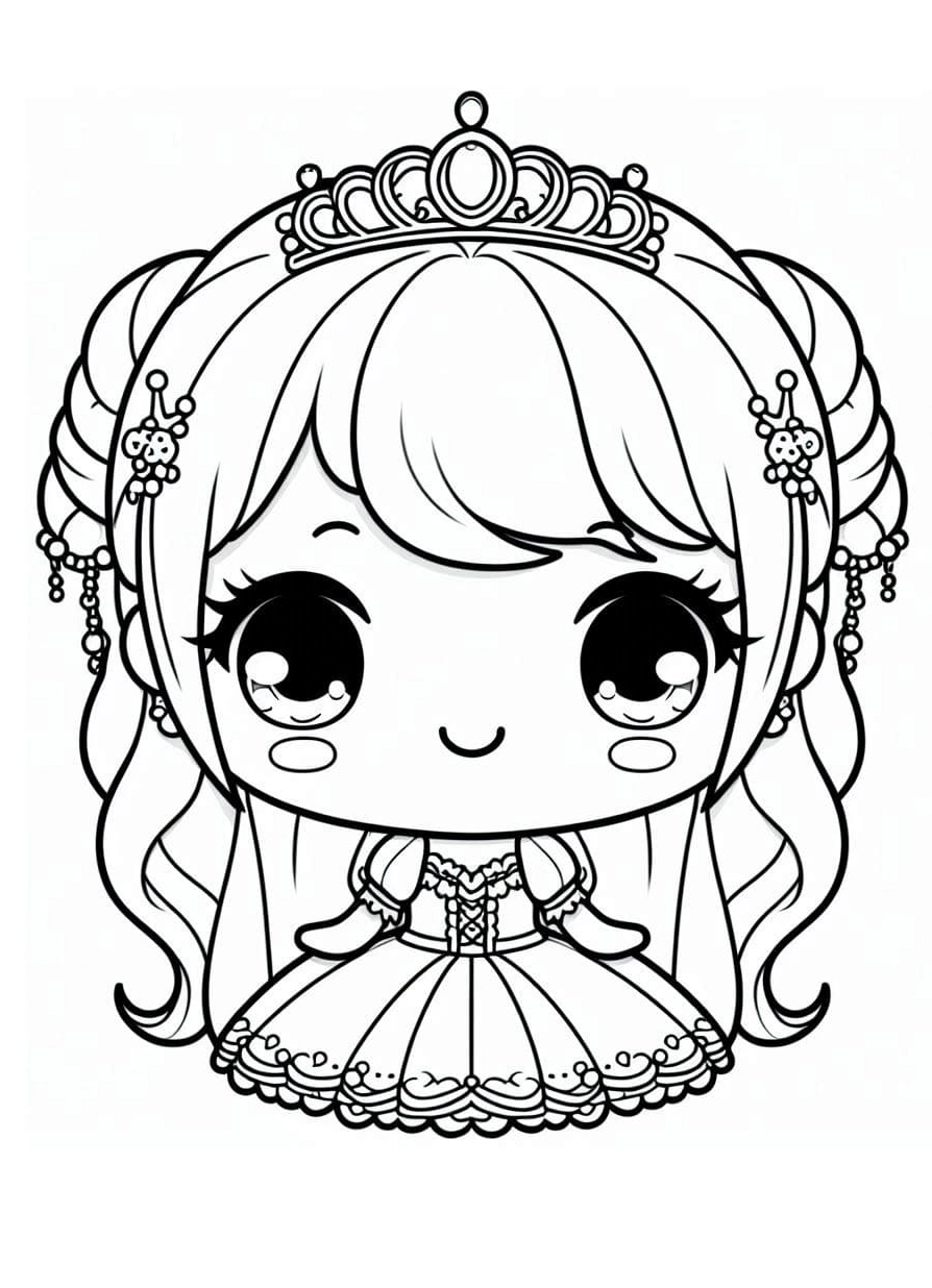 tranh tô màu công chúa thay quần áo chibi xinh đẹp