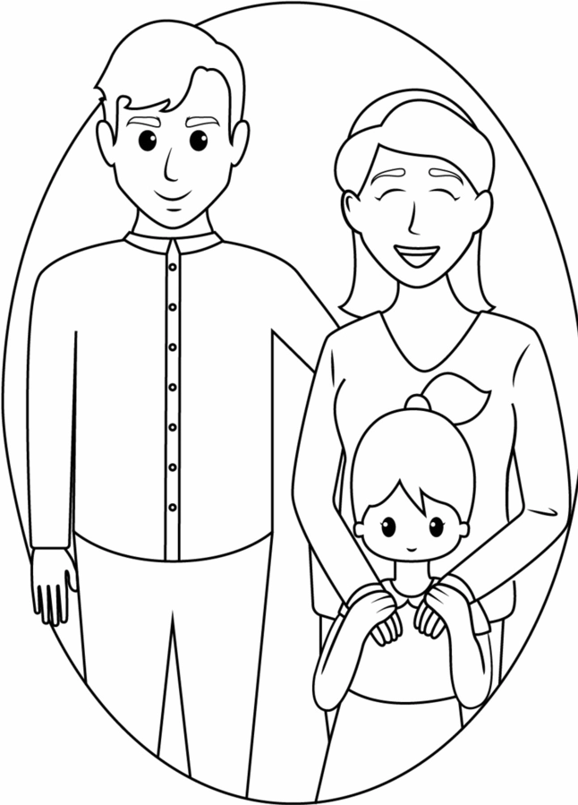 Tranh tô màu gia đình 6 cùng nhau dọn dẹp
