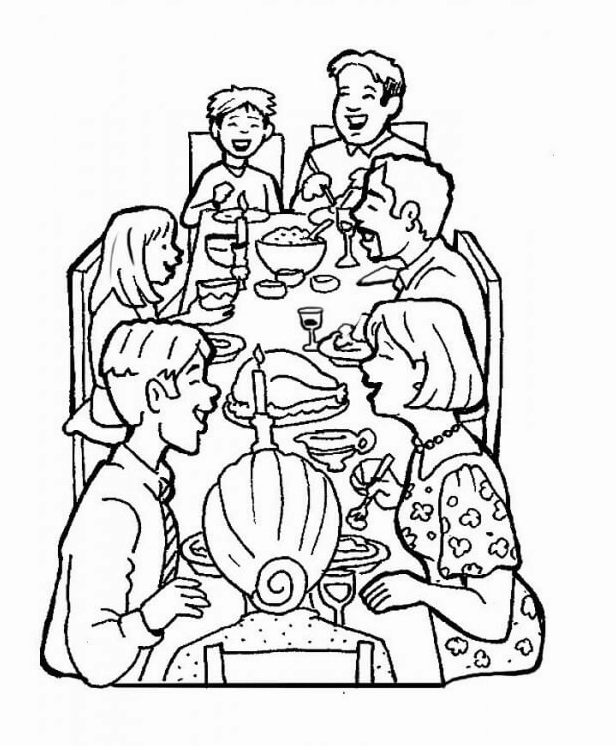 tranh to màu gia đình đơn giản bữa tiệc