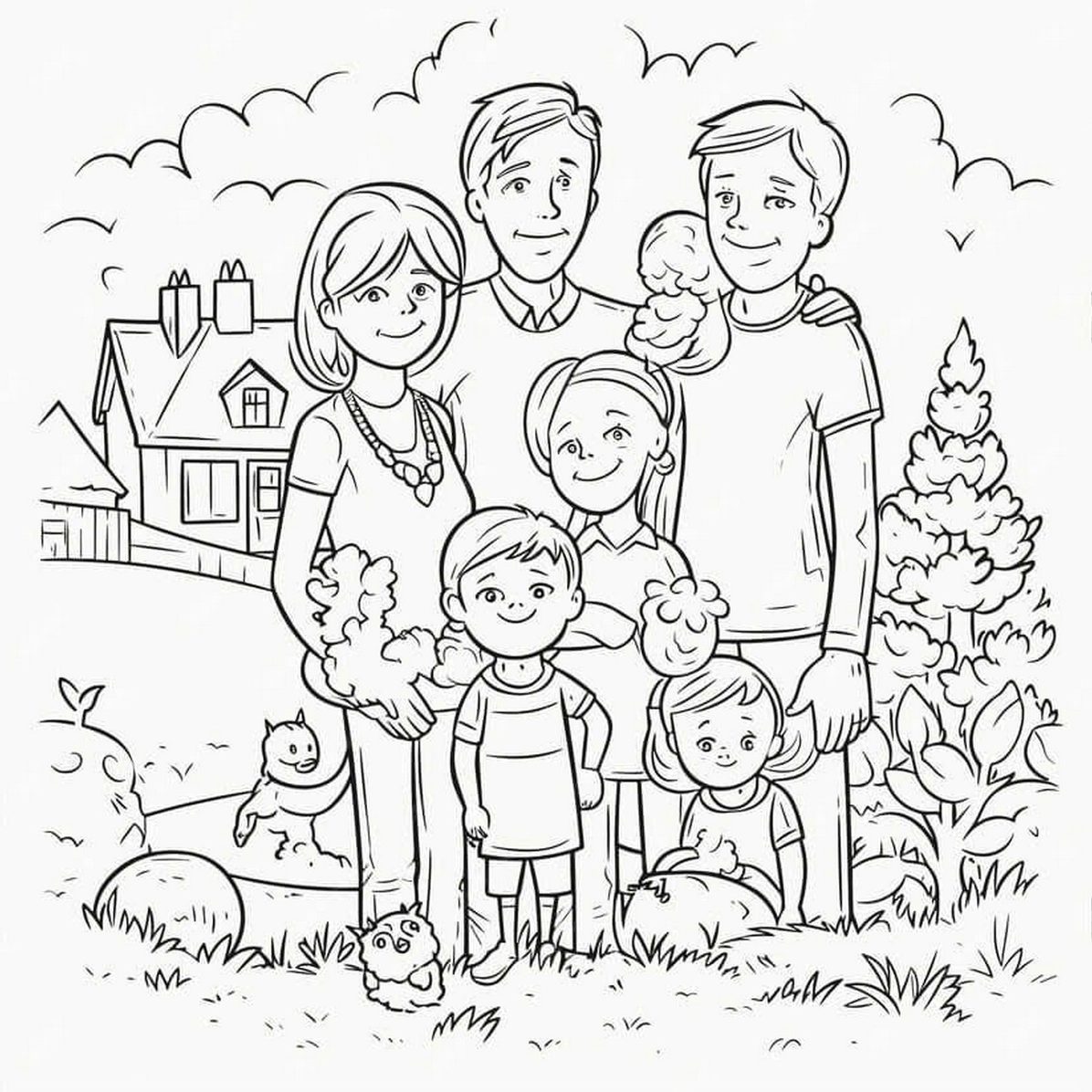 tranh to màu gia đình đơn giản số 7