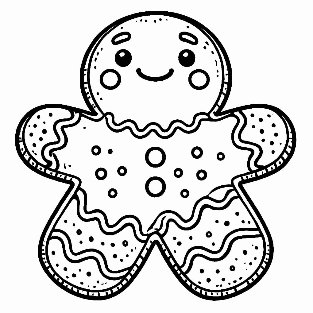 Tranh tô màu kẹo gừng Giáng Sinh hình người đáng yêu ngộ nghĩnh