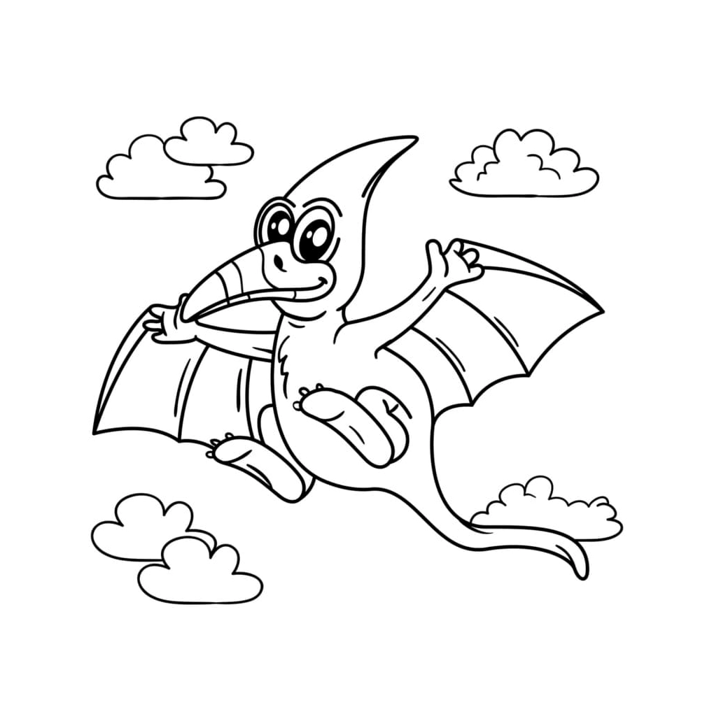 Tranh tô màu khủng long bay dễ thương chắp cánh ước mơ