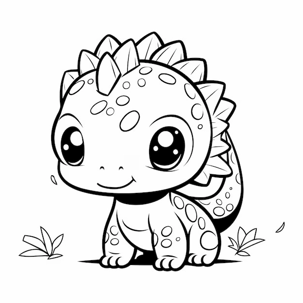 Tranh tô màu khủng long chibi 2 ngộ nghĩnh