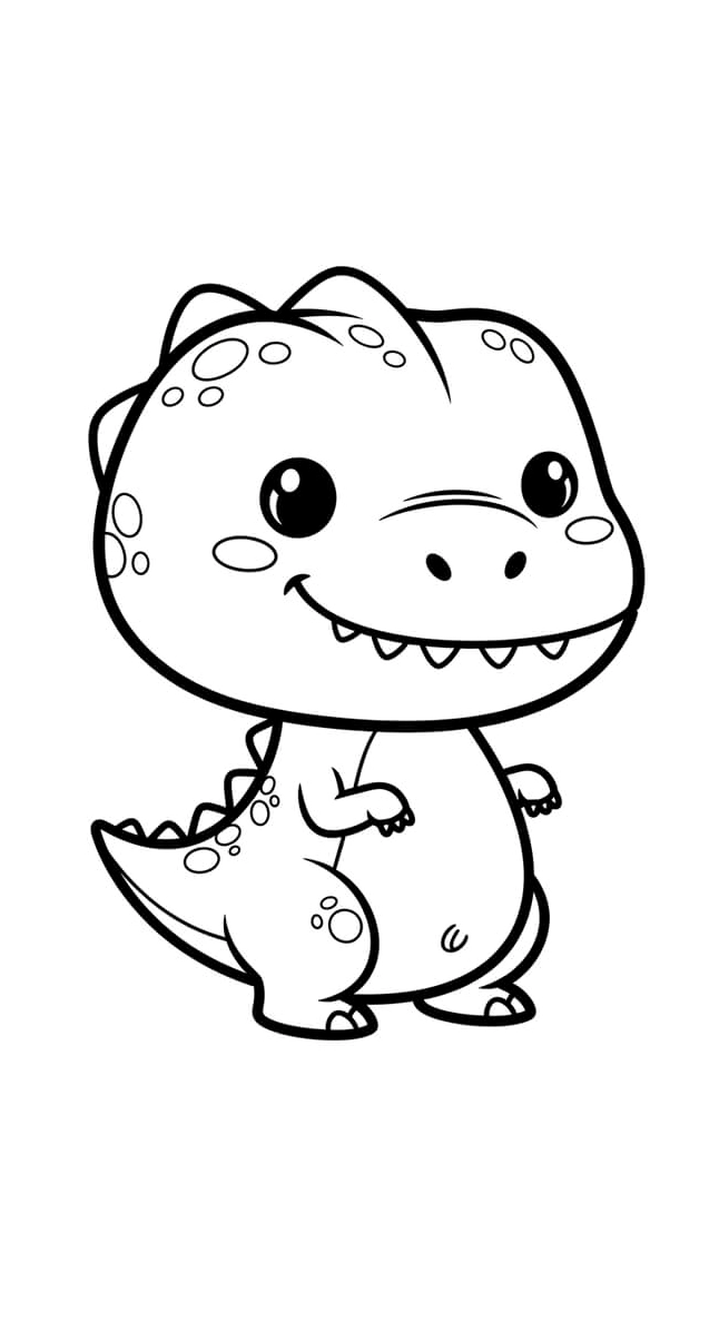 Tranh tô màu khủng long chibi 4 năng động