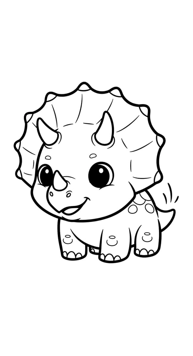 Tranh tô màu khủng long chibi 5 thân thiện