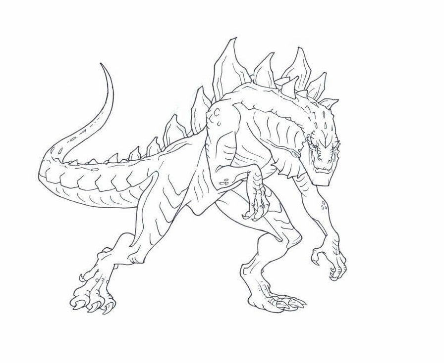 tranh to màu khủng long godzilla chân dung quái vật