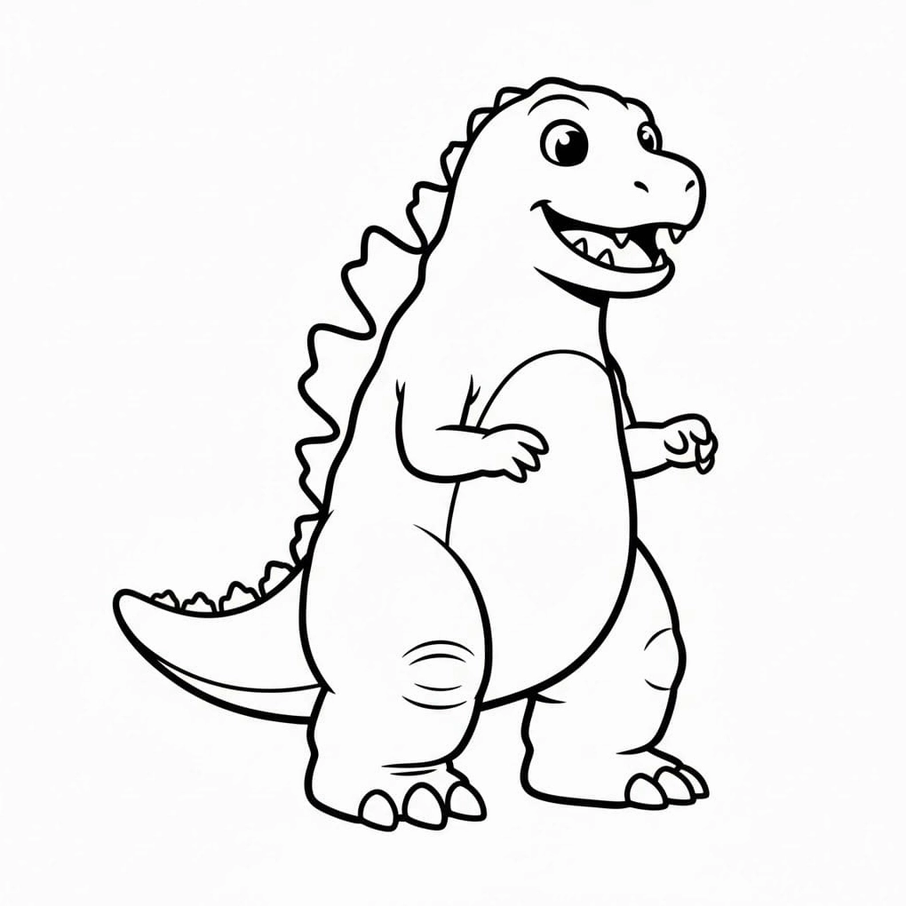 tranh to màu khủng long godzilla cười tươi rói