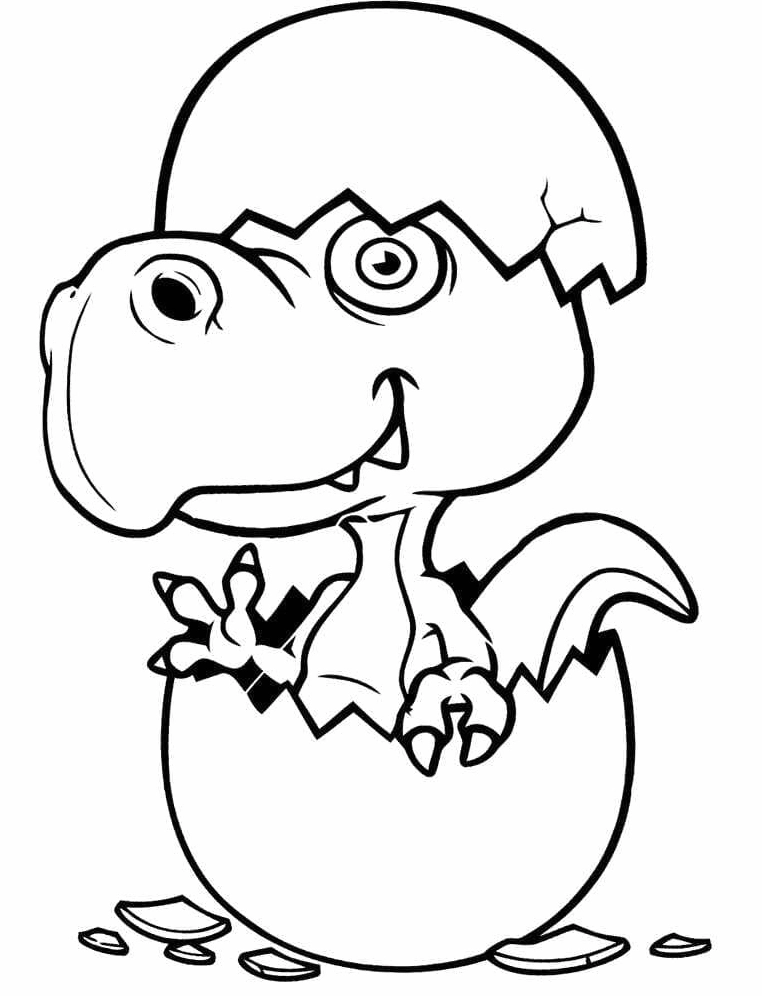 Tranh tô màu khủng long T-Rex cute phô mai que