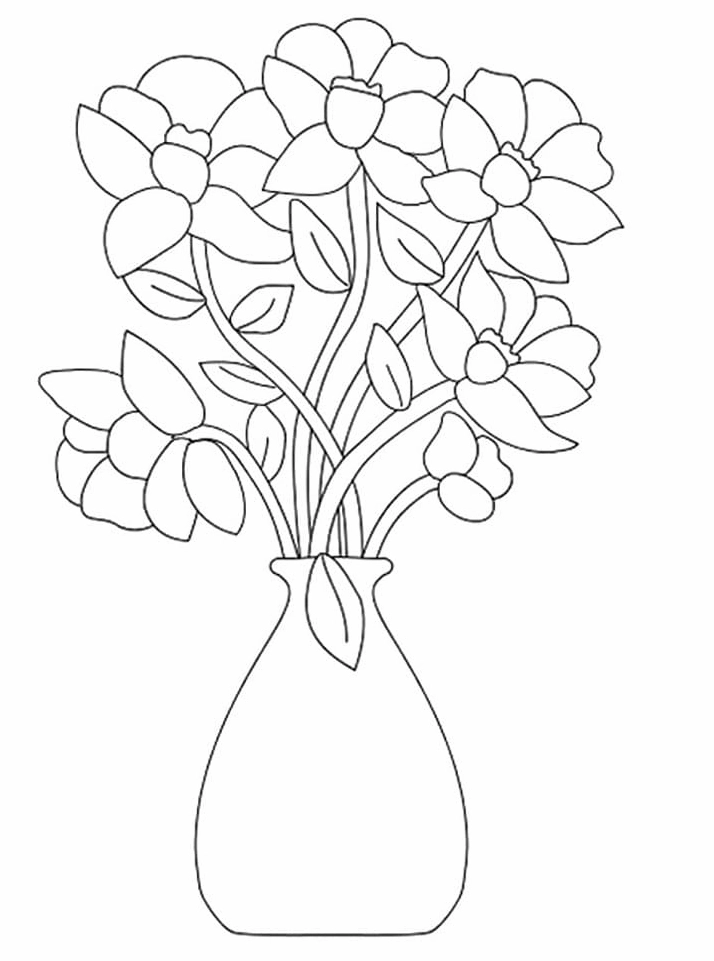 Tranh tô màu lọ hoa mai trang trí ngày tết