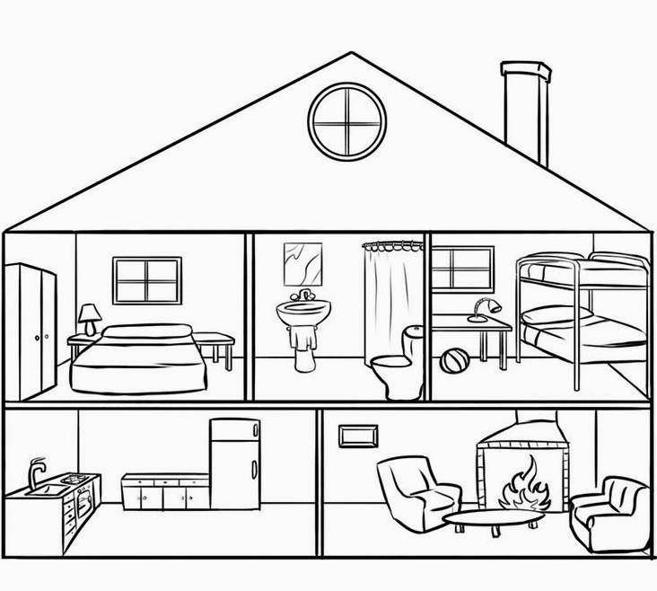Tranh tô màu ngôi nhà biệt thự búp bê số 1 dễ thương lung linh