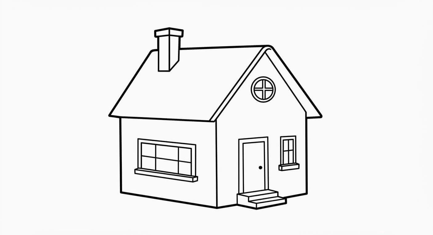 Tranh tô màu ngôi nhà biệt thự cho trẻ mầm non số 2 phong cách dễ thương
