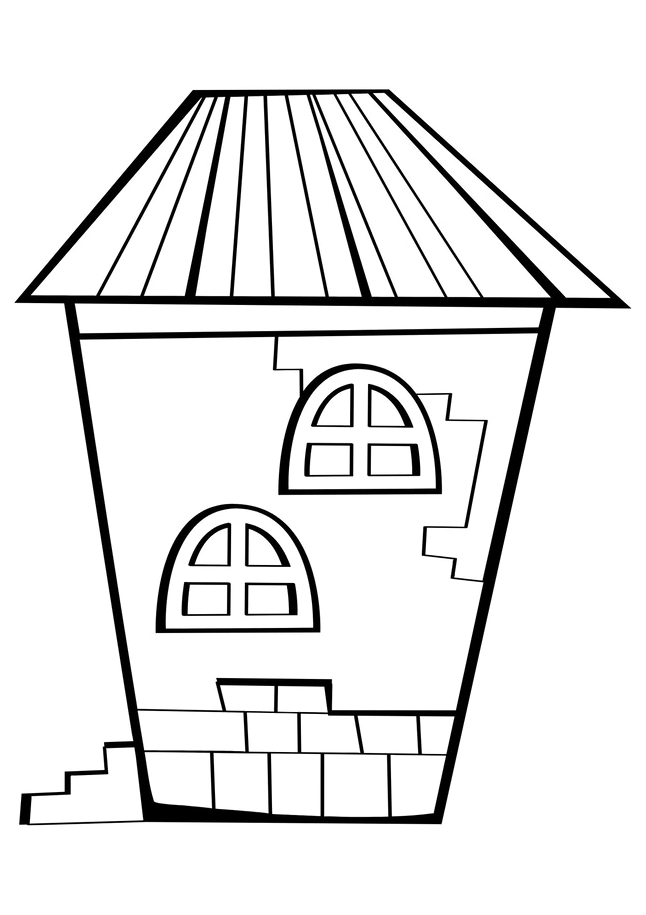 Tranh tô màu ngôi nhà biệt thự cho trẻ mầm non số 5 khung cảnh yên bình