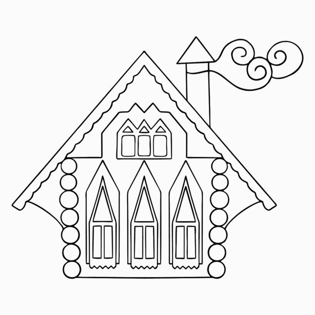 Tranh tô màu ngôi nhà biệt thự cho trẻ mầm non số 8 phong cảnh làng quê