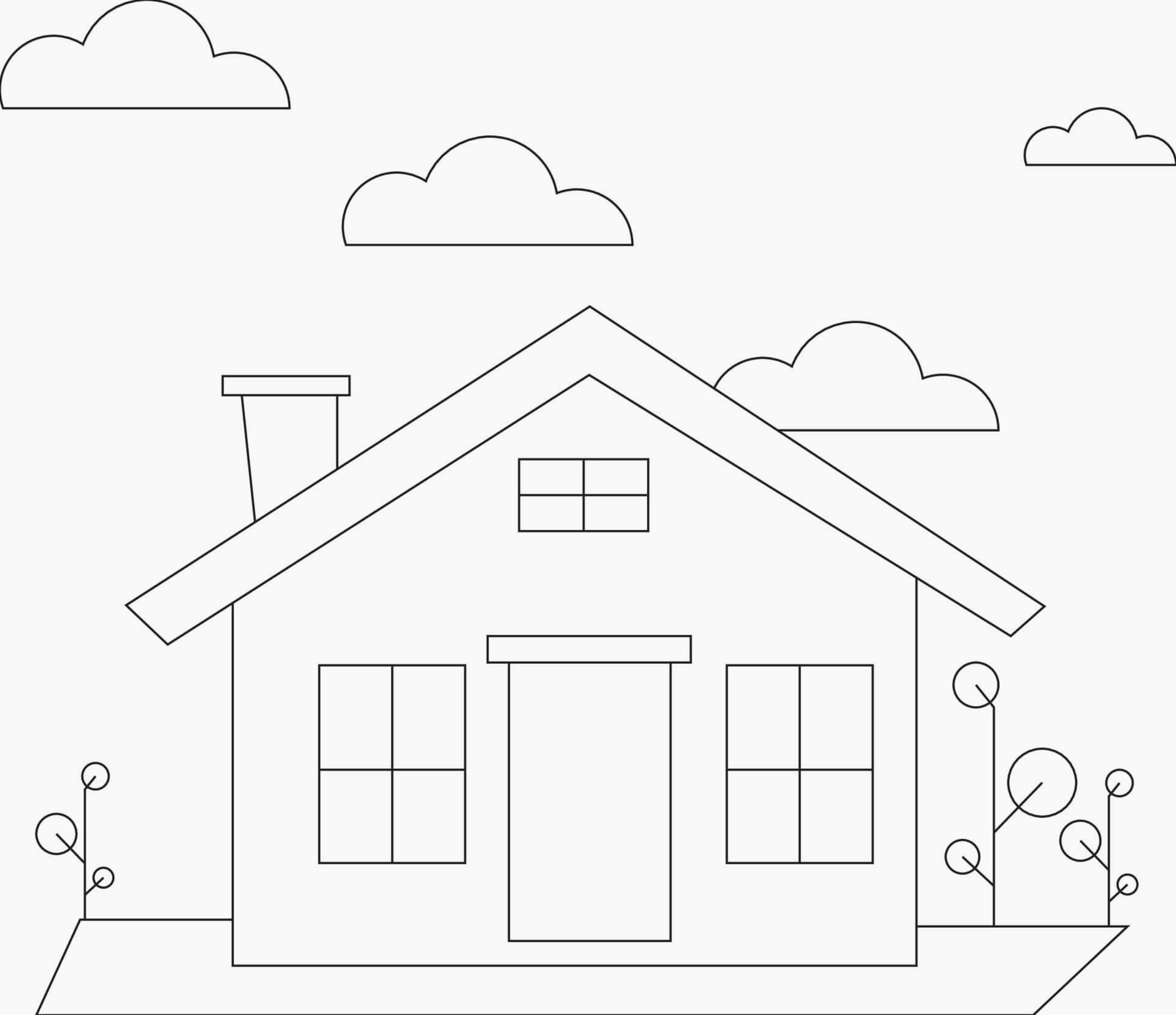 Tranh tô màu ngôi nhà biệt thự cho trẻ mầm non số 9 hòa mình vào thiên nhiên