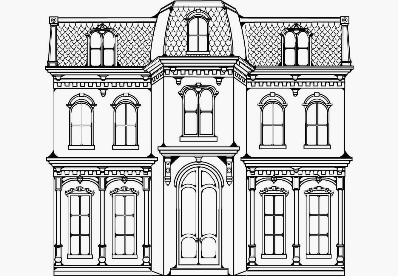 Tranh tô màu ngôi nhà biệt thự một căn nhà nhỏ ấm cúng