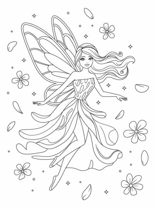 Tranh tô màu ngôi nhà búp bê barbie dễ thương 10