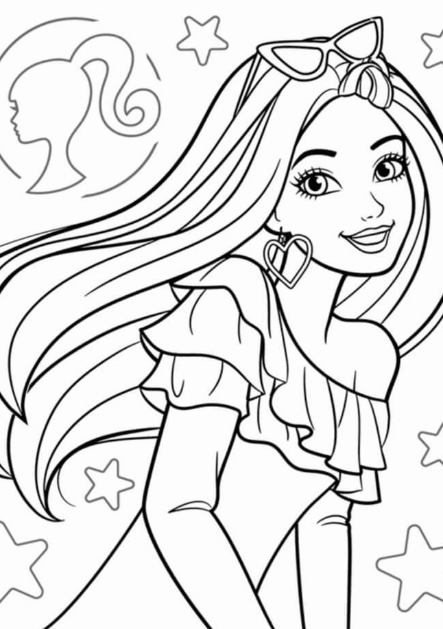 Tranh tô màu ngôi nhà búp bê barbie dễ thương 3