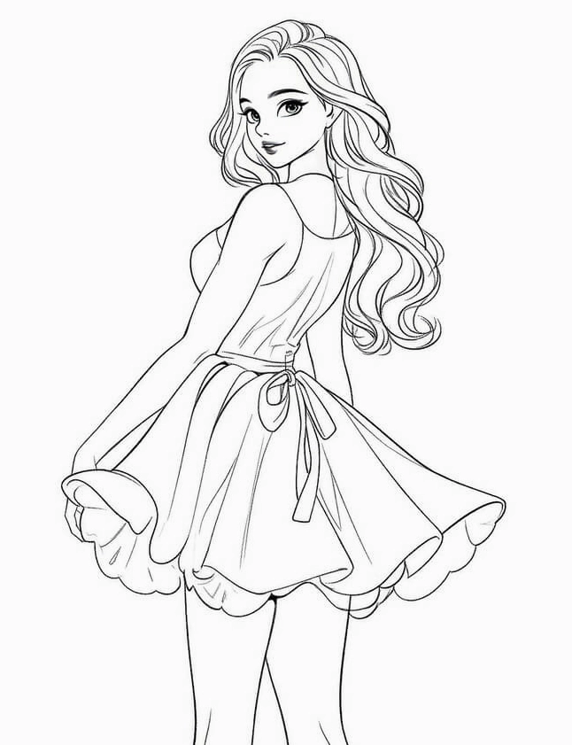 Tranh tô màu ngôi nhà búp bê barbie dễ thương 7