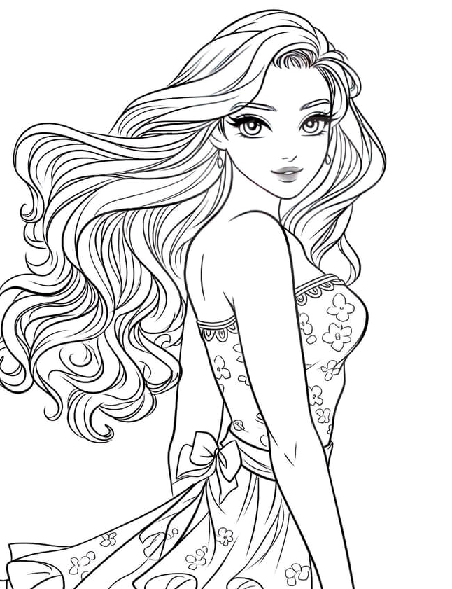 Tranh tô màu ngôi nhà búp bê barbie dễ thương 8