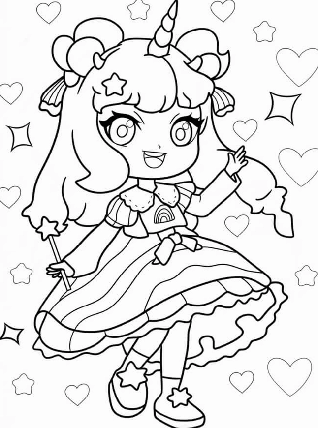 Tranh tô màu ngôi nhà búp bê chibi số 3