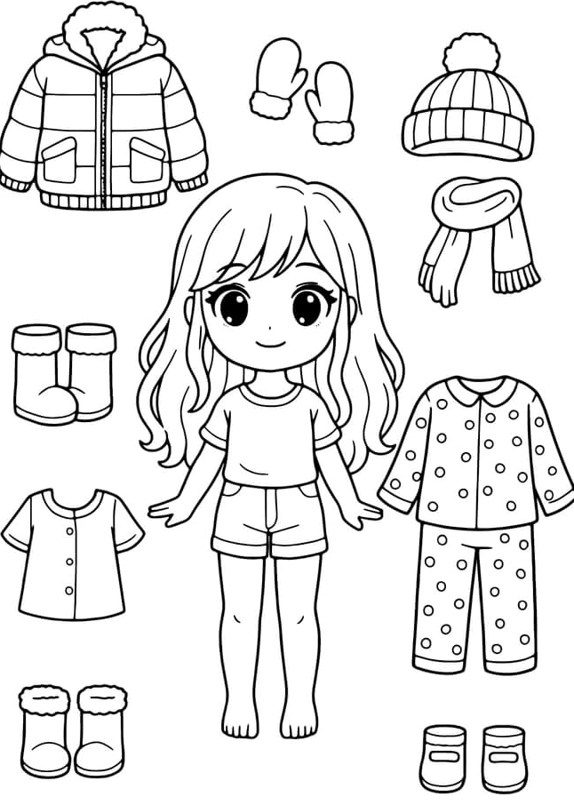 Tranh tô màu ngôi nhà búp bê giấy đẹp 1