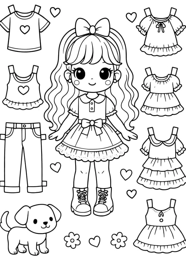 Tranh tô màu ngôi nhà búp bê giấy đẹp 3