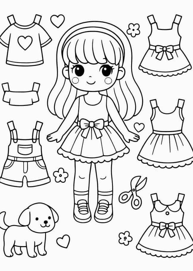 Tranh tô màu ngôi nhà búp bê giấy tuyệt đẹp