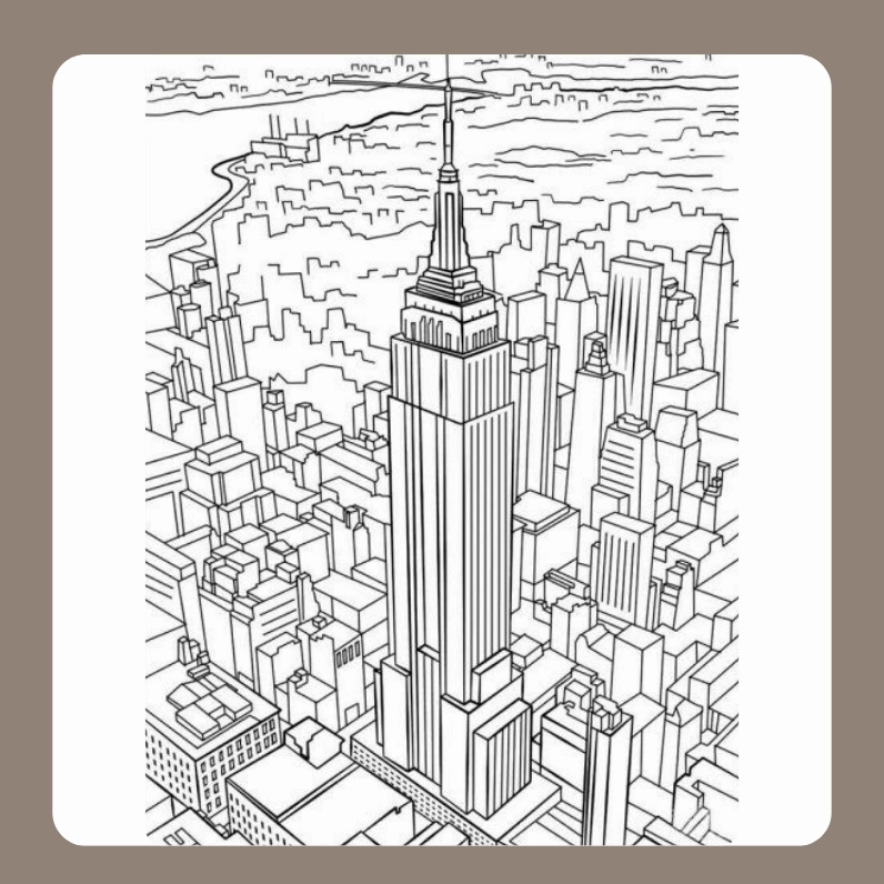 tranh tô màu ngôi nhà cao tầng 1