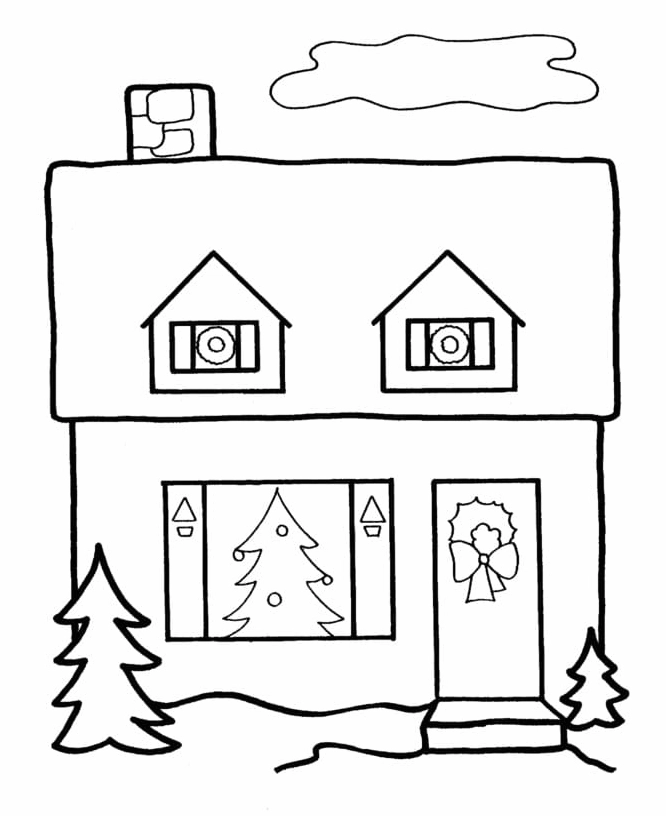 tranh tô màu ngôi nhà cho bé chủ đề giáng sinh
