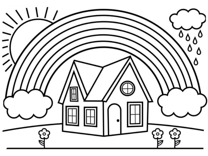 tranh tô màu ngôi nhà cho bé hình bánh kẹo