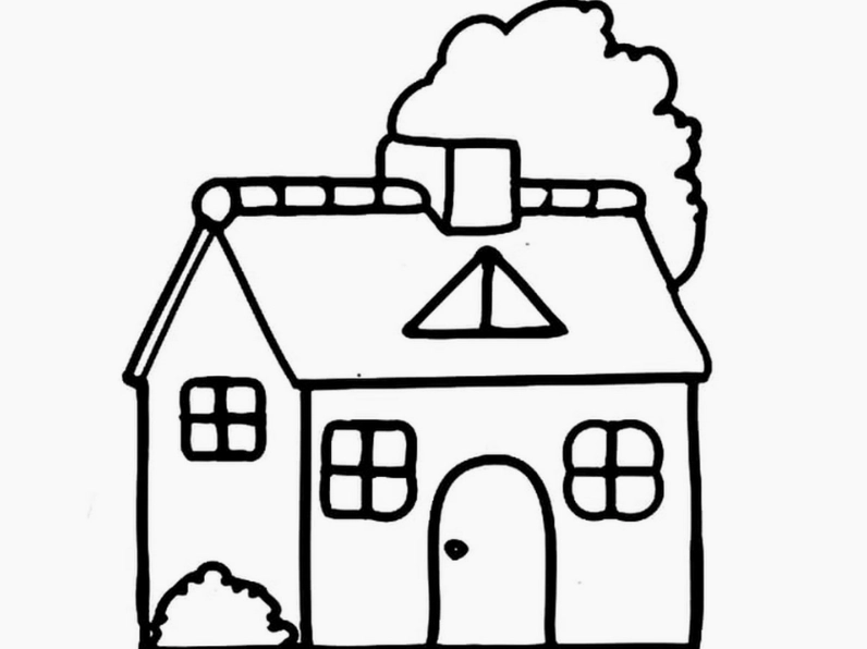 tranh tô màu ngôi nhà cho bé trong rừng