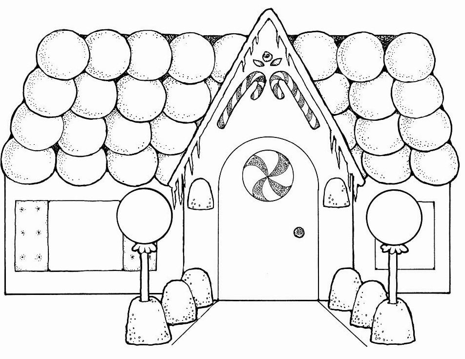 tranh tô màu ngôi nhà kẹo ngọt ngào