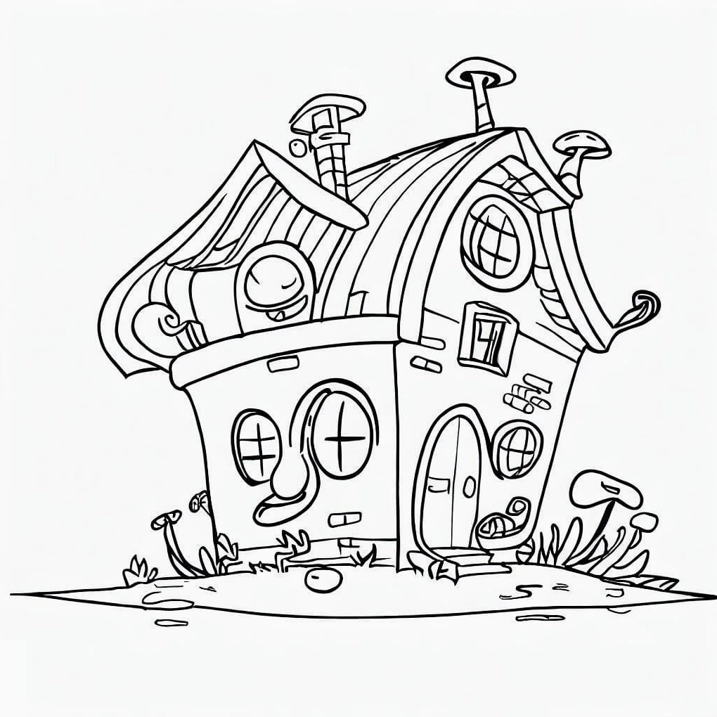 tranh tô màu ngôi nhà thú vị